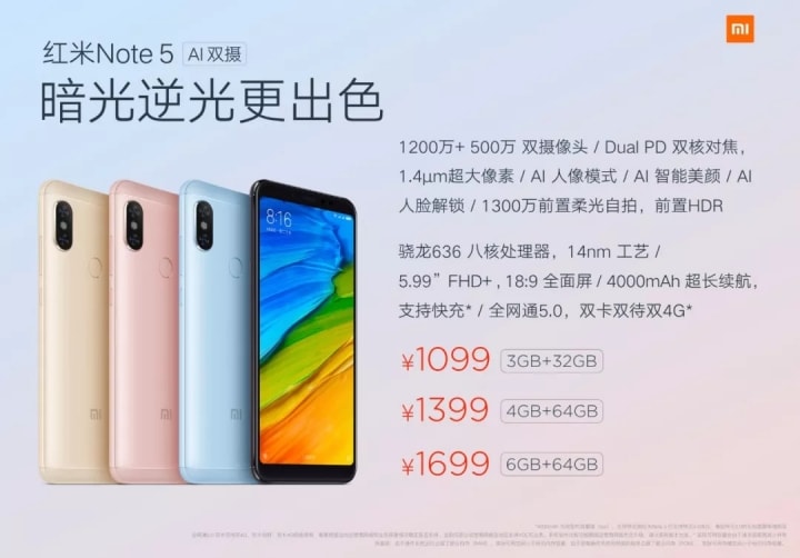 Xiaomi Redmi Note 5 Pro Vs Xiaomi Redmi Note 5
